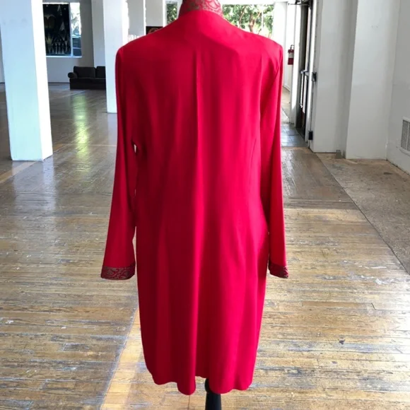 Red, medium length high neckline embellished, vintage jacket - Picture 10 of 11